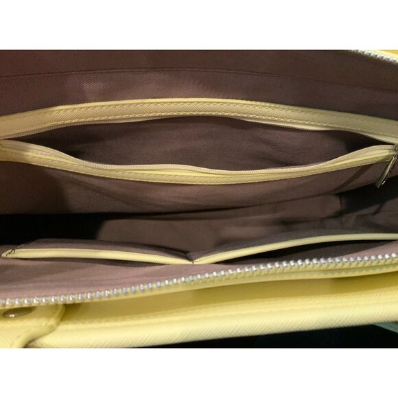 St. John Yellow & Pink Floral Print Leather Large Shoulder Tote Bag - Picture 8 of 10